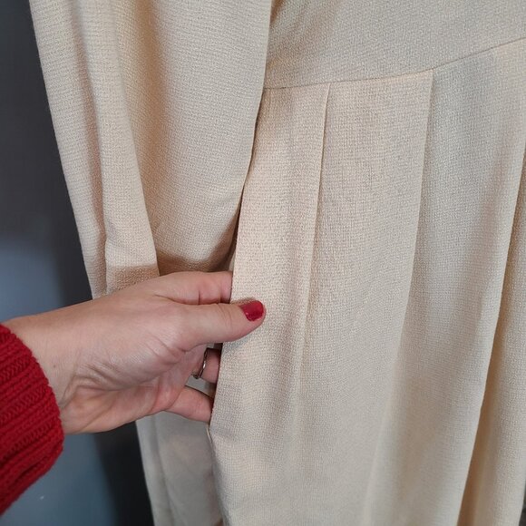 Vtg Carol Anderson Cream Dress Sz 4P Cottage 3D Rose New Pleated 90s Whimsical - Picture 3 of 13